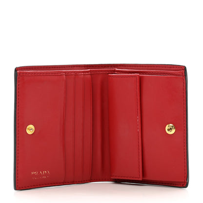 Prada Vitello Daino Small Bi-Fold Walle Black Fuoco 5 of 8