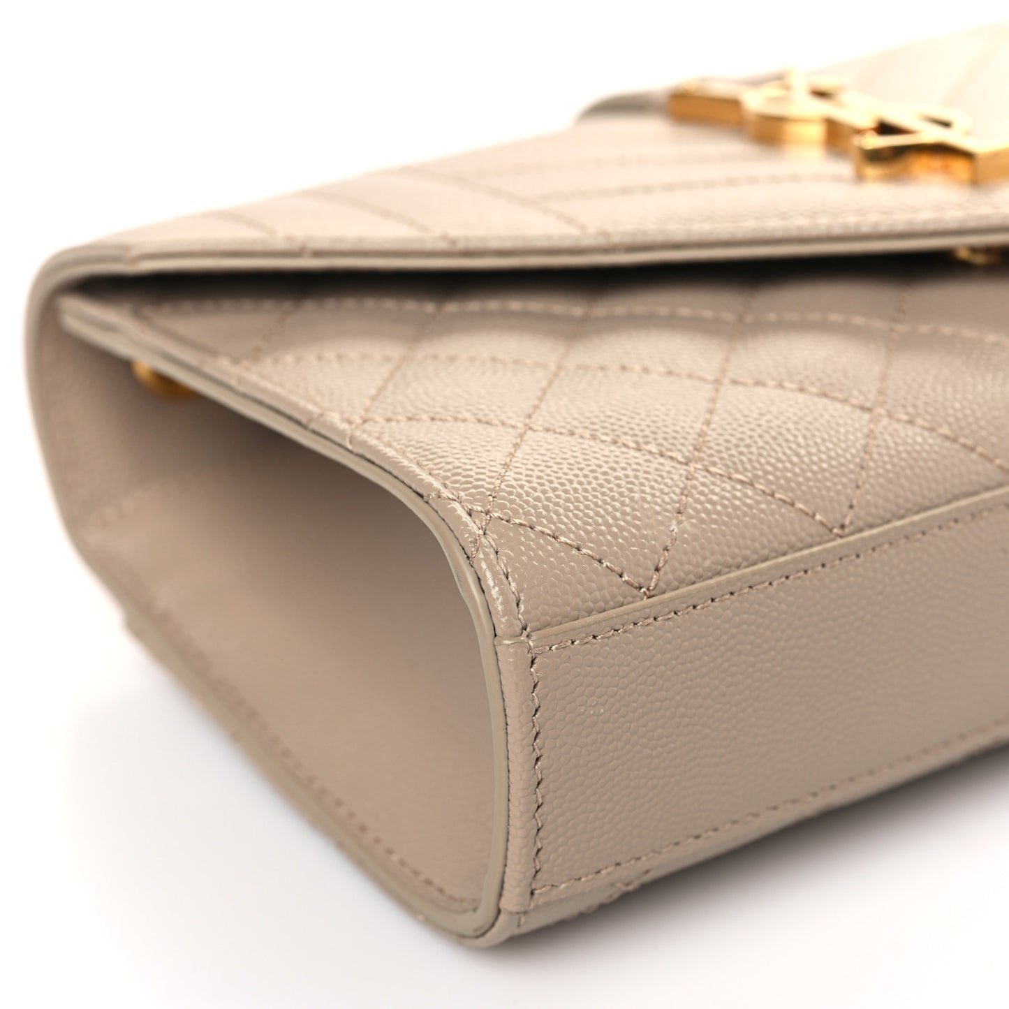 Grain De Poudre Textured Mixed Matelasse Triquilt Small Monogram Satchel Dark Beige