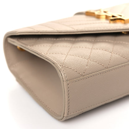 Saint Laurent Grain De Poudre Textured Mixed Matelasse Triquilt Small Monogram Satchel Dark Beige 7 of 8