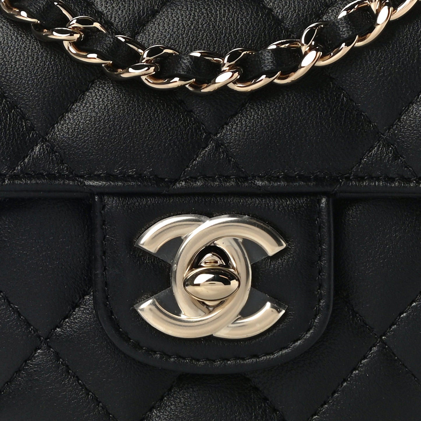 Lambskin Quilted CC In Love Heart Clutch With Chain Black