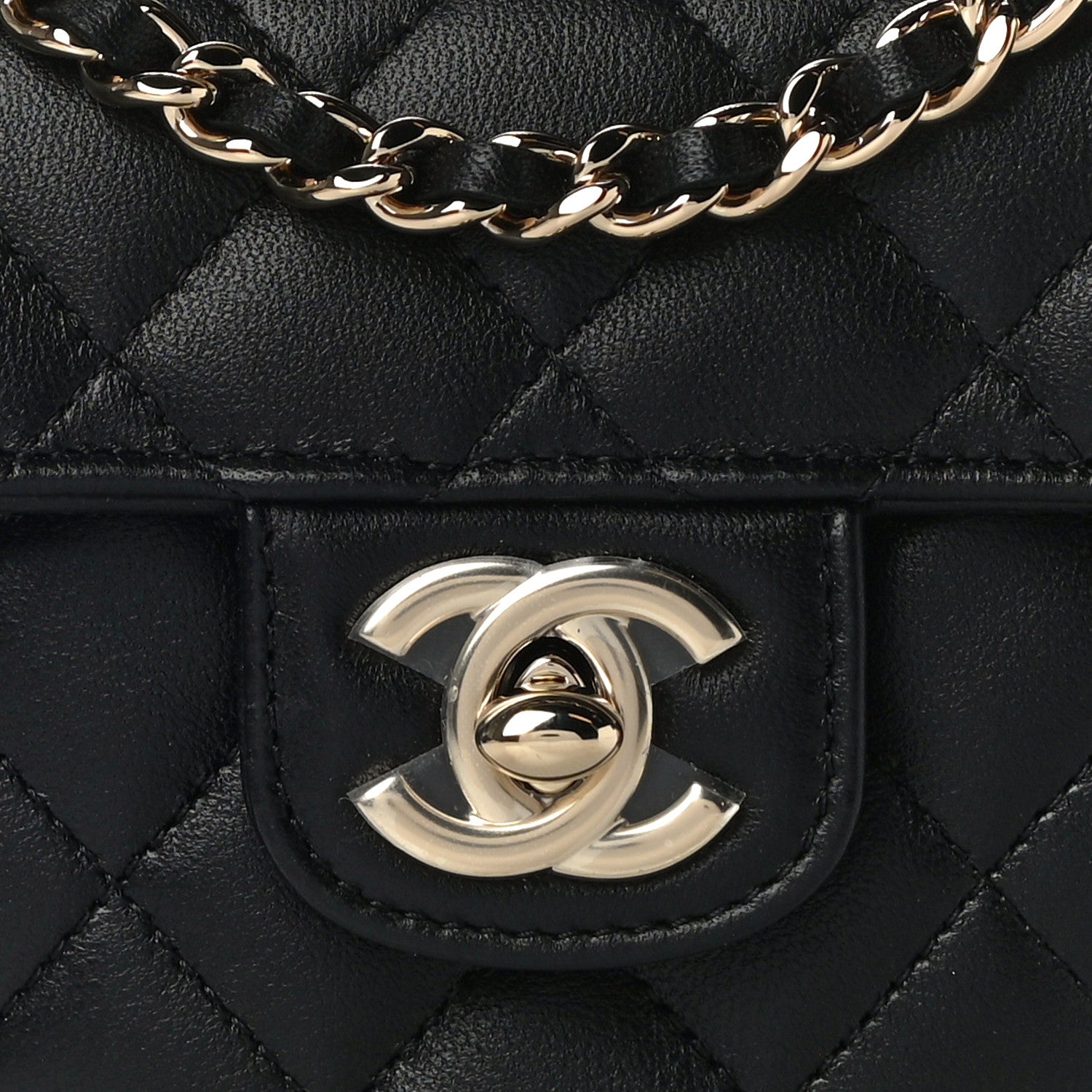 Chanel Lambskin Quilted CC In Love Heart Clutch With Chain Black 8 of 10