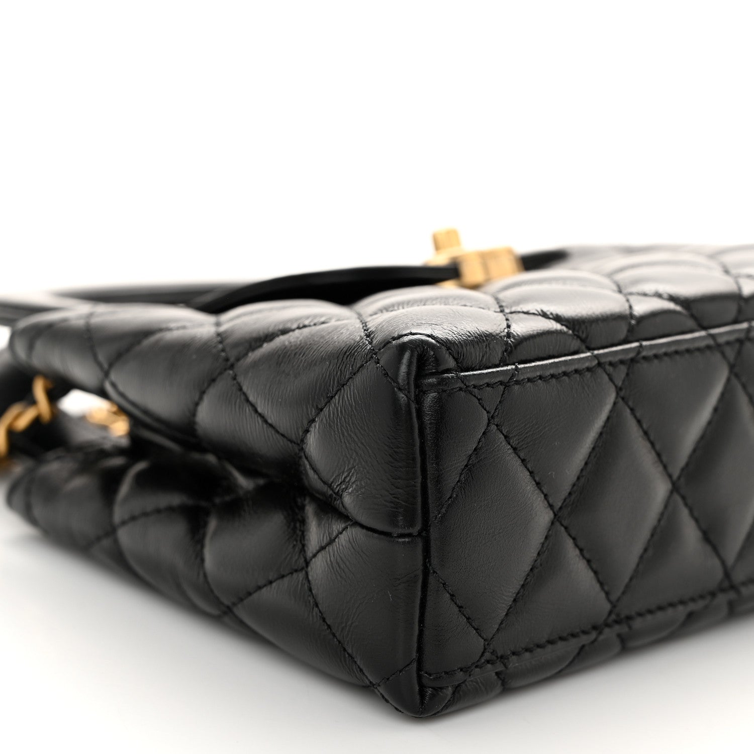 Chanel Shiny Aged Calfskin Quilted Nano Kelly Shopper Black 9 of 11