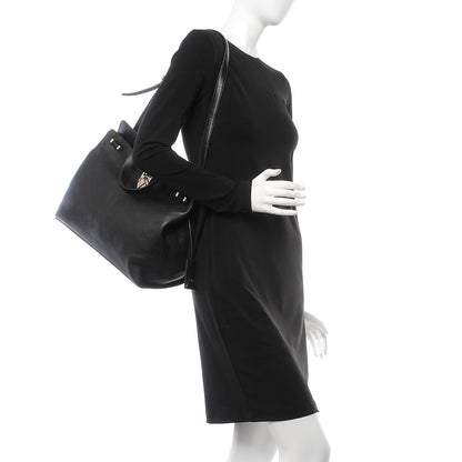 Valentino Garavani Pebbled Calfskin Large JoyLock Satchel Black 3 of 7