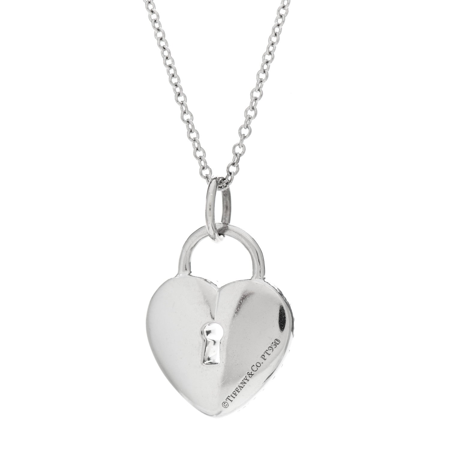 Tiffany Platinum Diamond Small Heart Lock Pendant Necklace 4 of 4