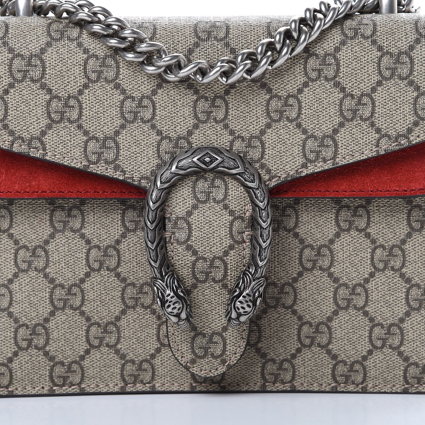 GG Supreme Monogram Mini Dionysus Shoulder Bag Hibiscus Red