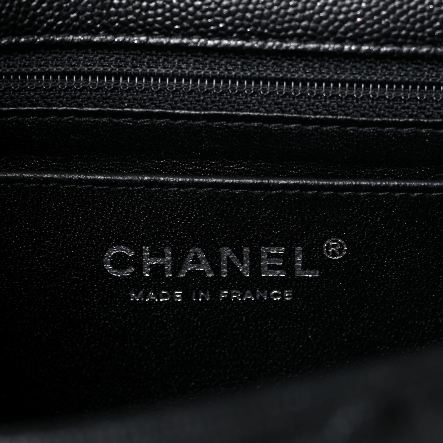 Iridescent Caviar Quilted Mini Rectangular Flap Black
