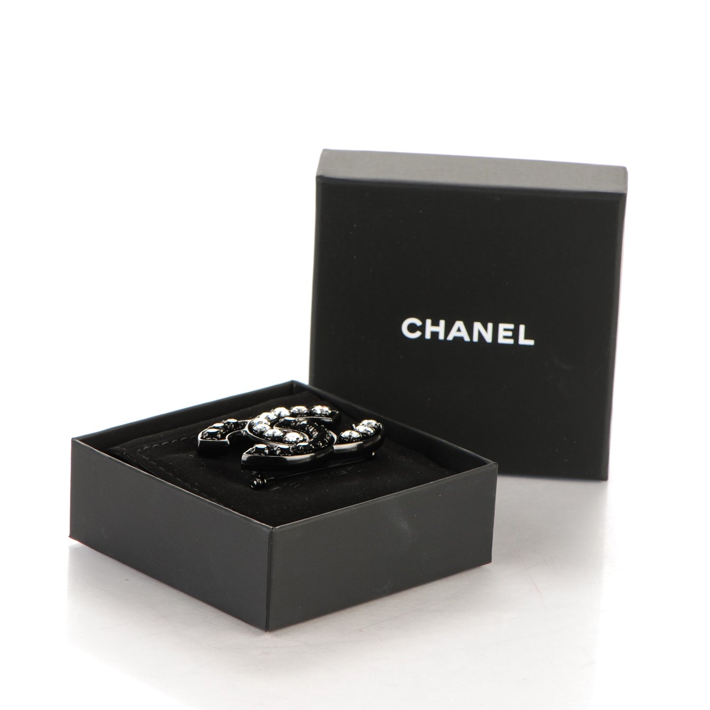 Crystal CC Brooch Black