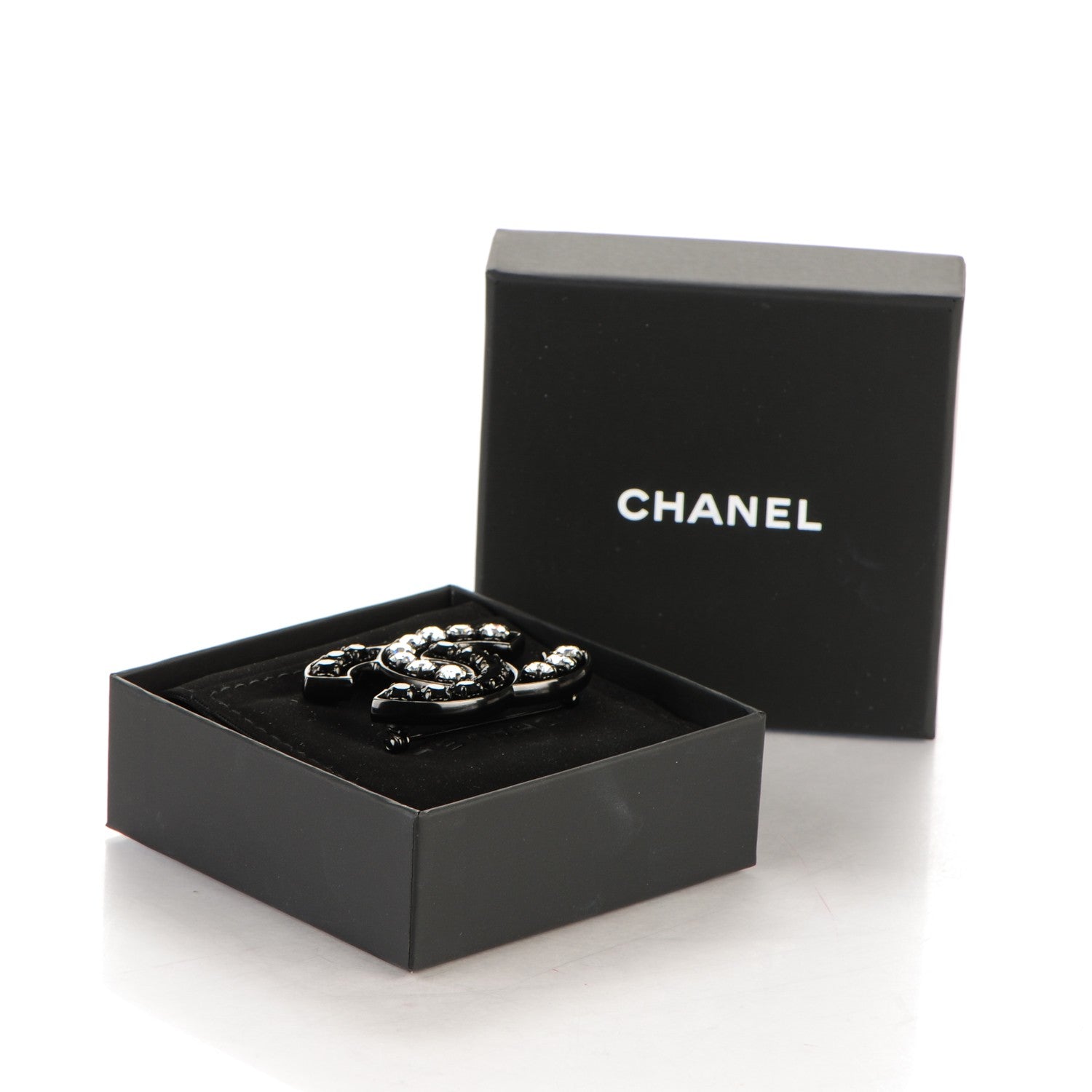 Chanel Crystal CC Brooch Black 5 of 5