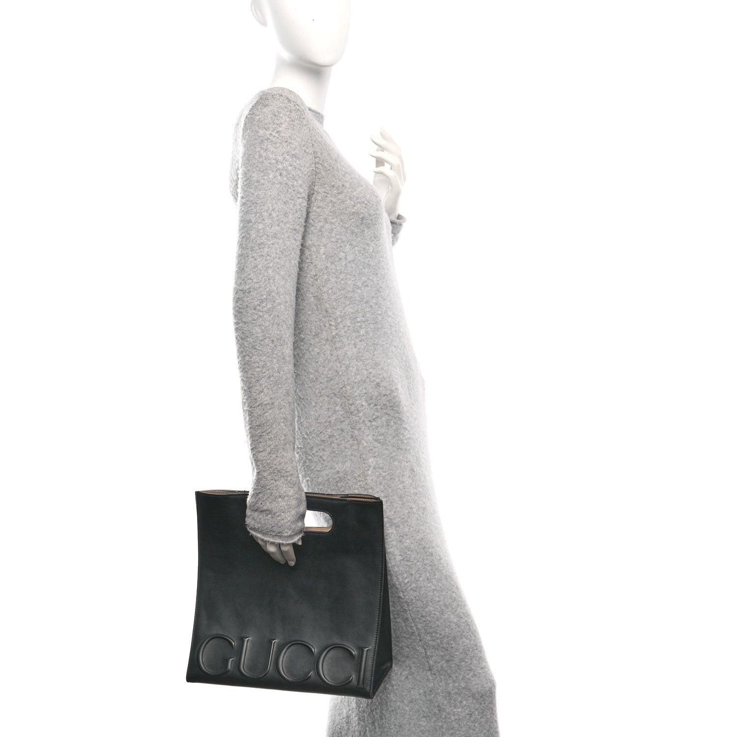 Gucci Calfskin Embossed Medium XL Tote Black 2 of 9