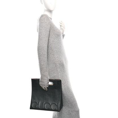 Gucci Calfskin Embossed Medium XL Tote Black 2 of 9