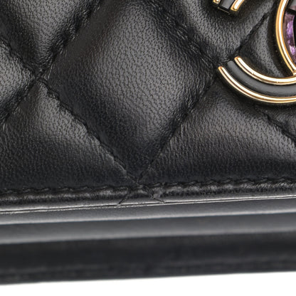 Chanel Lambskin Quilted Small Handle Tied Top Handle Flap Black 11 of 15