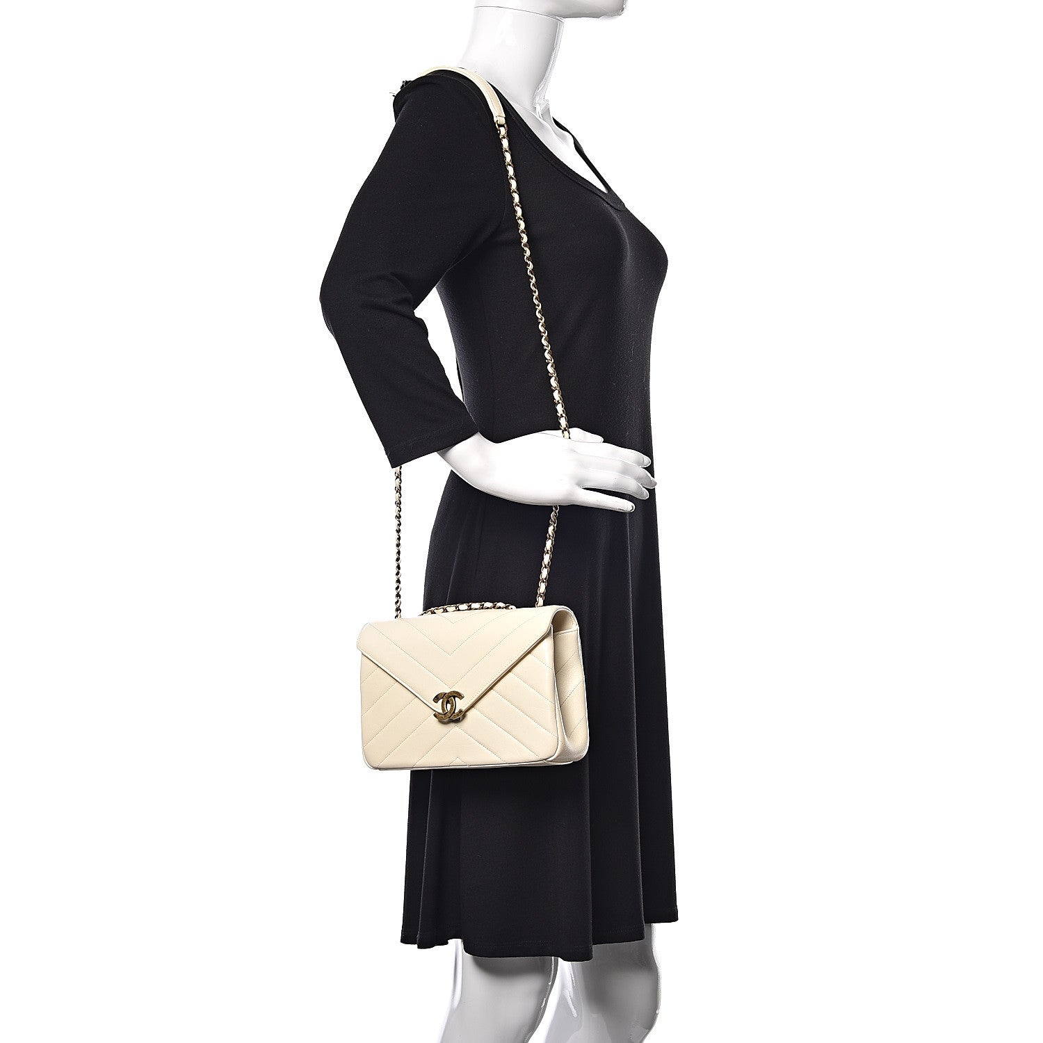 Chanel Lambskin Chevron Quilted Envelope Flap White 2 of 21