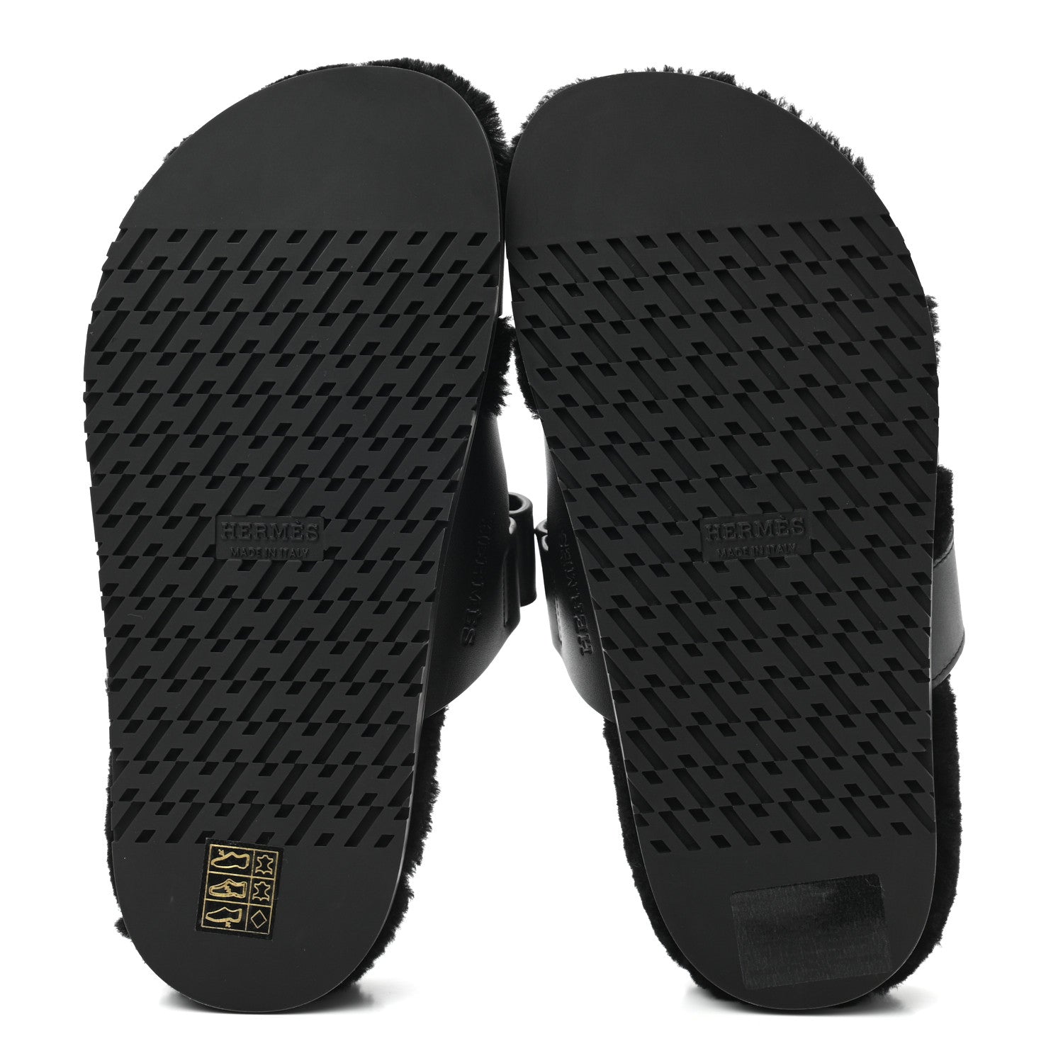 Hermes Calfskin Woolskin Womens Chypre Sandals 36 Black 5 of 8
