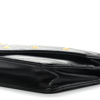 Chanel Lambskin Chevron Quilted Medallion Wallet On Chain WOC Black 10 of 14
