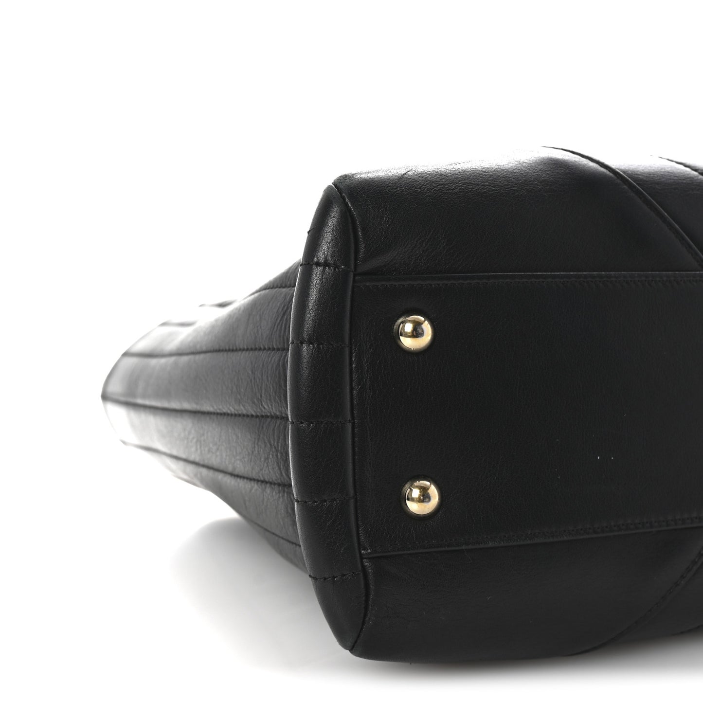 Calfskin Chevron Quilted Statement Shopping Tote Black