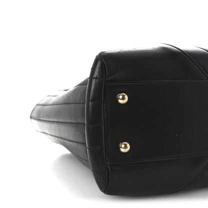 Chanel Calfskin Chevron Quilted Statement Shopping Tote Black 9 of 10