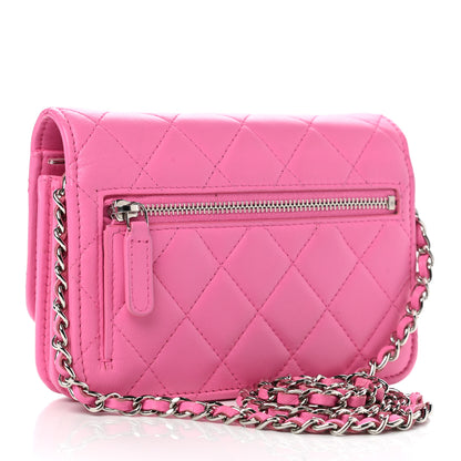 Chanel Lambskin Quilted Mini Wallet On Chain WOC Pink 5 of 18