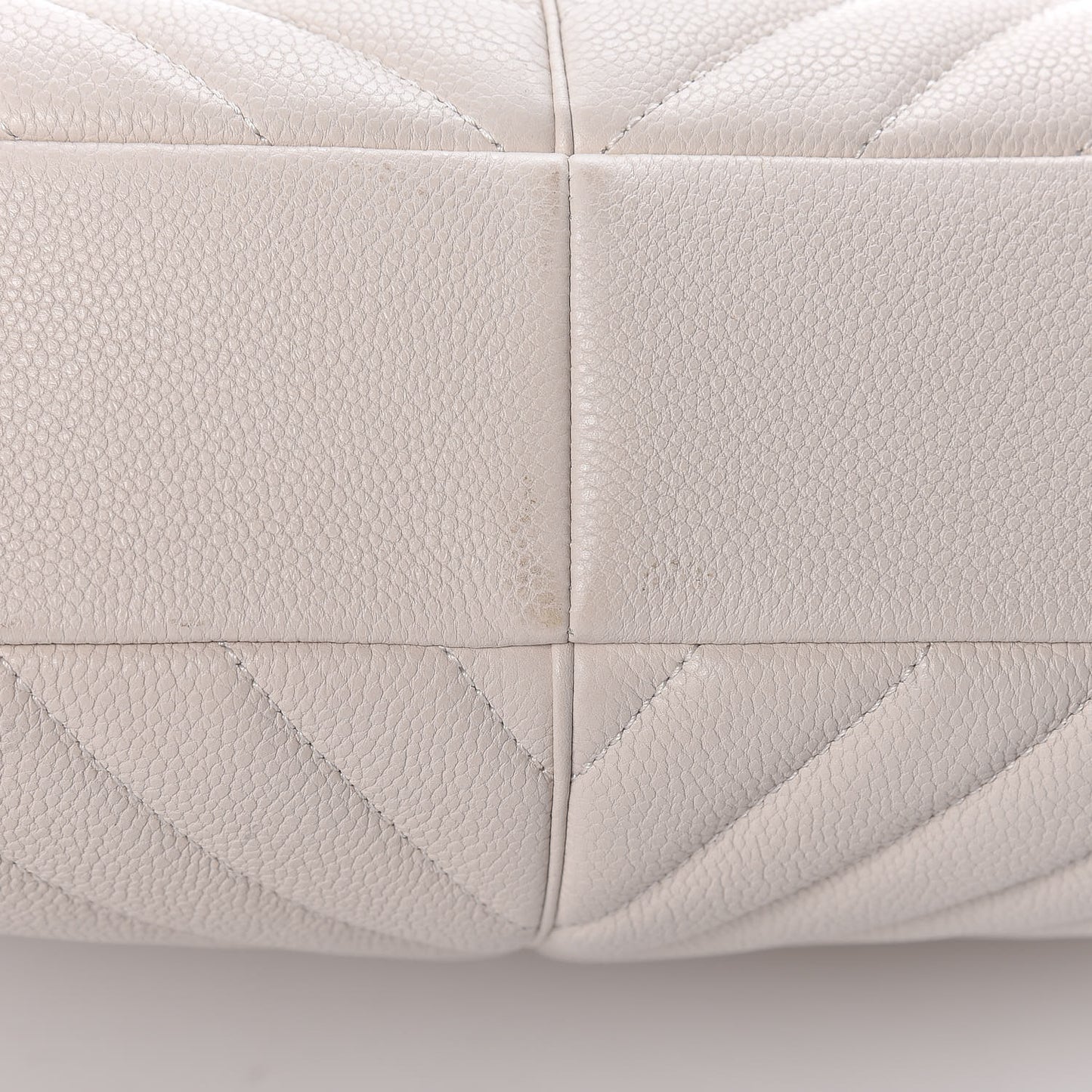 Caviar Chevron Quilted Large Puffy CC Flap White