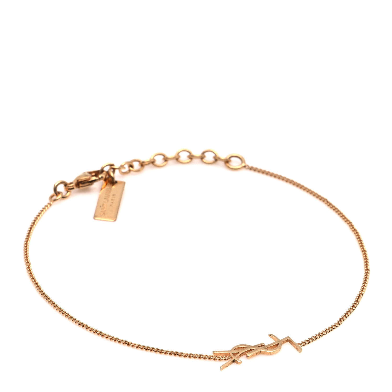 Saint Laurent Brass Monogram Charm Bracelet Rose Gold 1 of 11