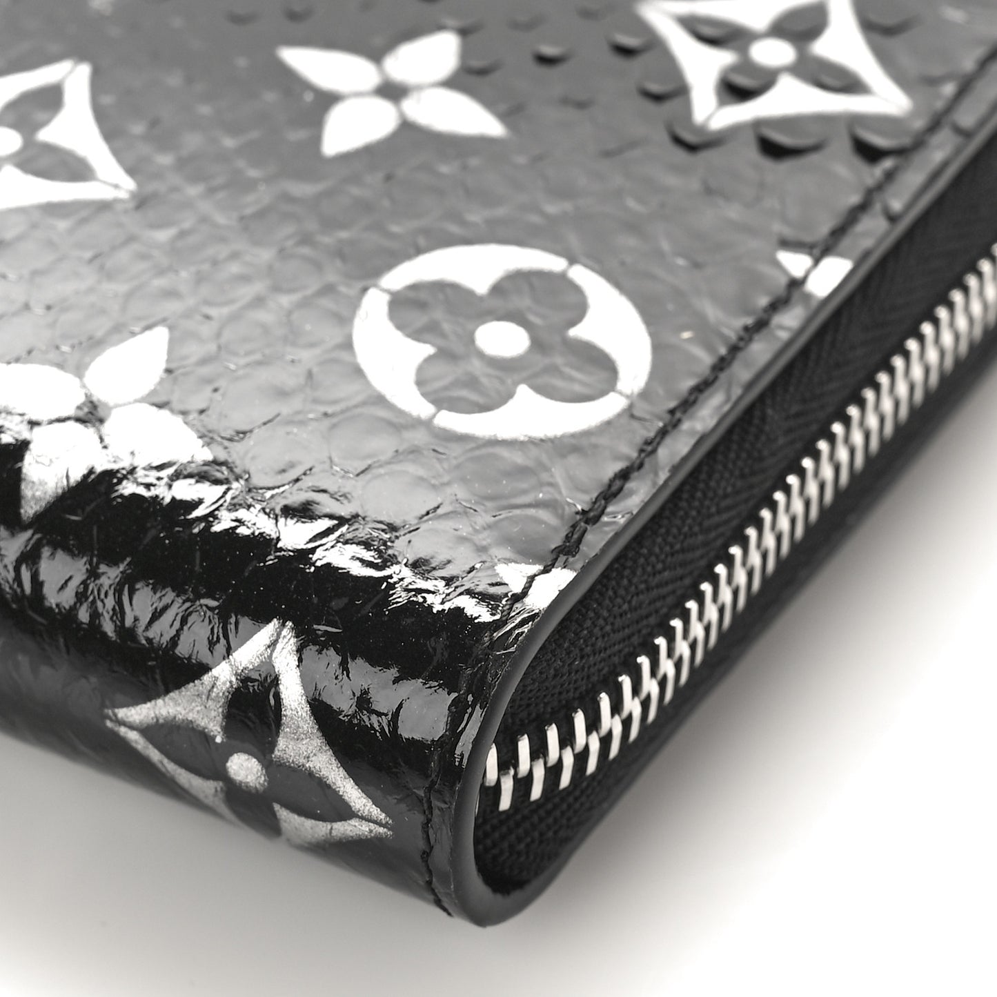 Snakeskin Monogram Zippy Padlock Wallet Black