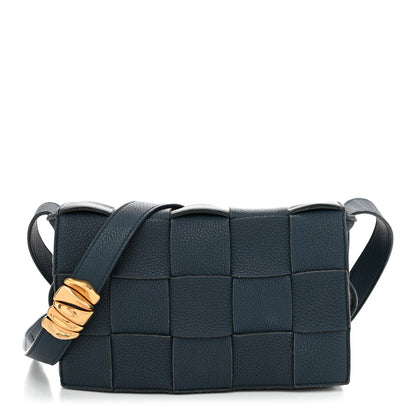 Bottega Veneta Grained Calfskin Maxi Intrecciato Cassette Crossbody Bag Deep Blue 1 of 11