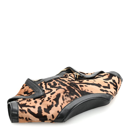 Alexander McQueen Calf Hair Leopard Print De Manta Clutch Brown Black 4 of 6