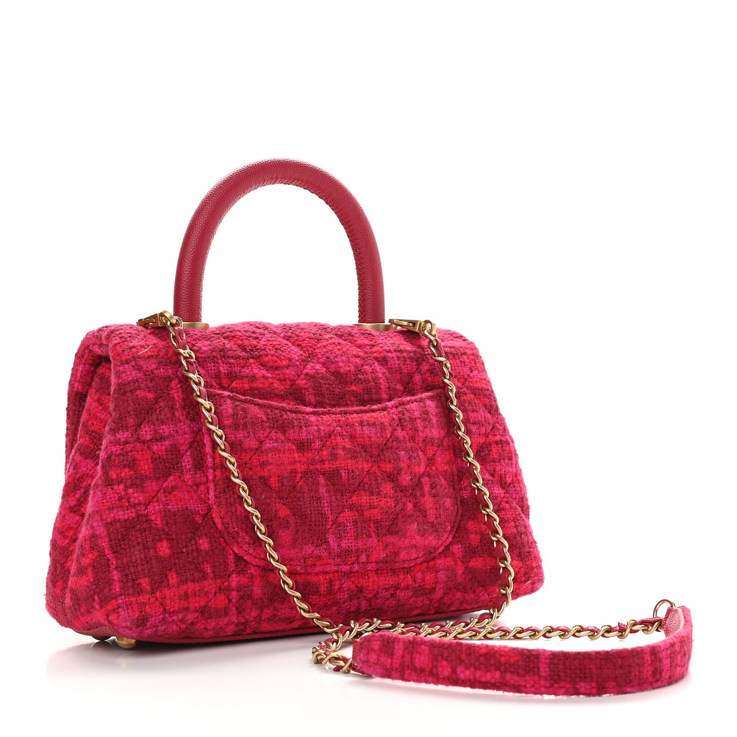 Tweed Mini Coco Handle Flap Fuchsia