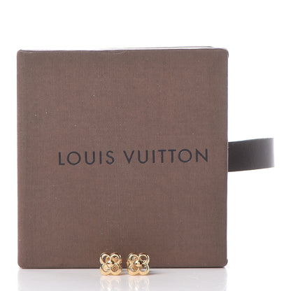 Louis Vuitton Brass Flower Full Stud Earrings Gold 4 of 4