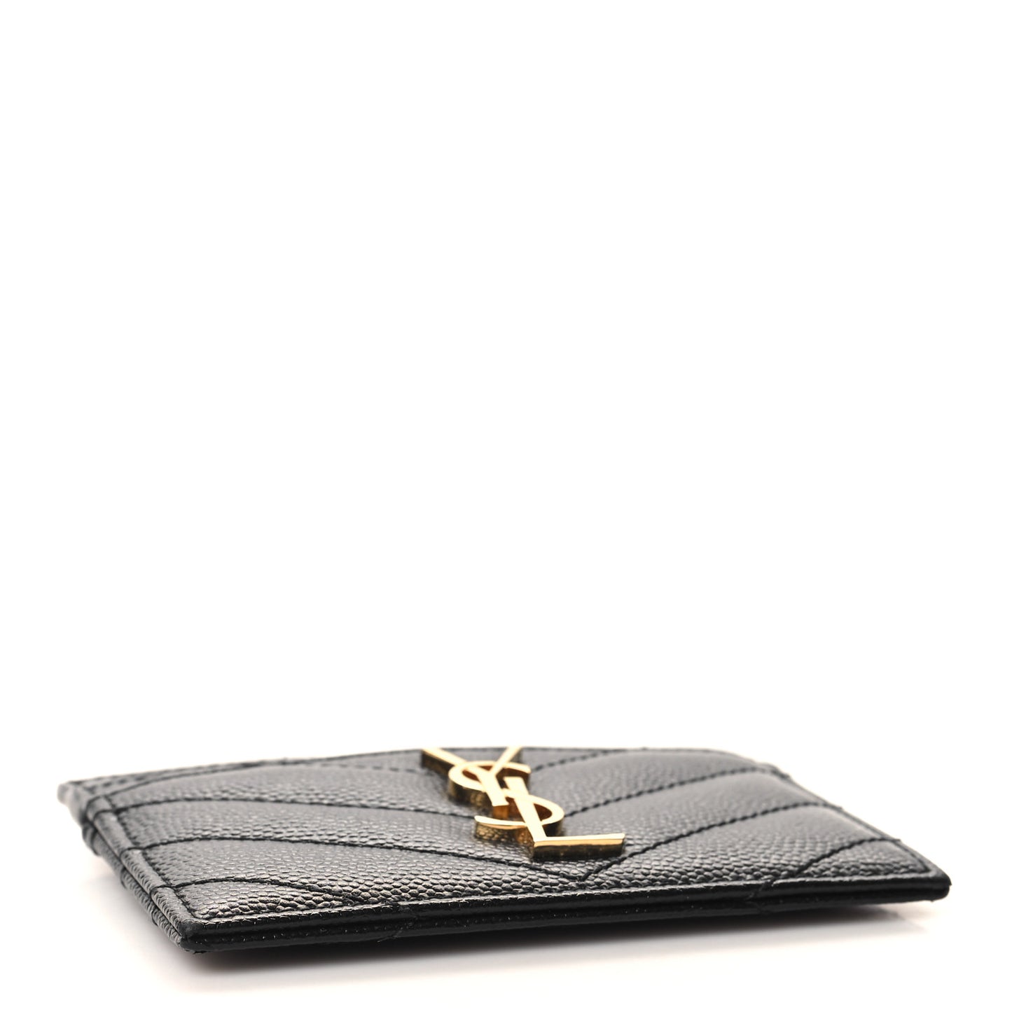 Grain De Poudre Matelasse Chevron Monogram Credit Card Case Black