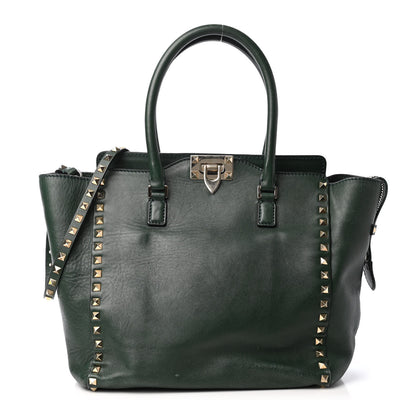 Valentino Garavani Vitello Rockstud Double Handle Tote Green 1 of 4