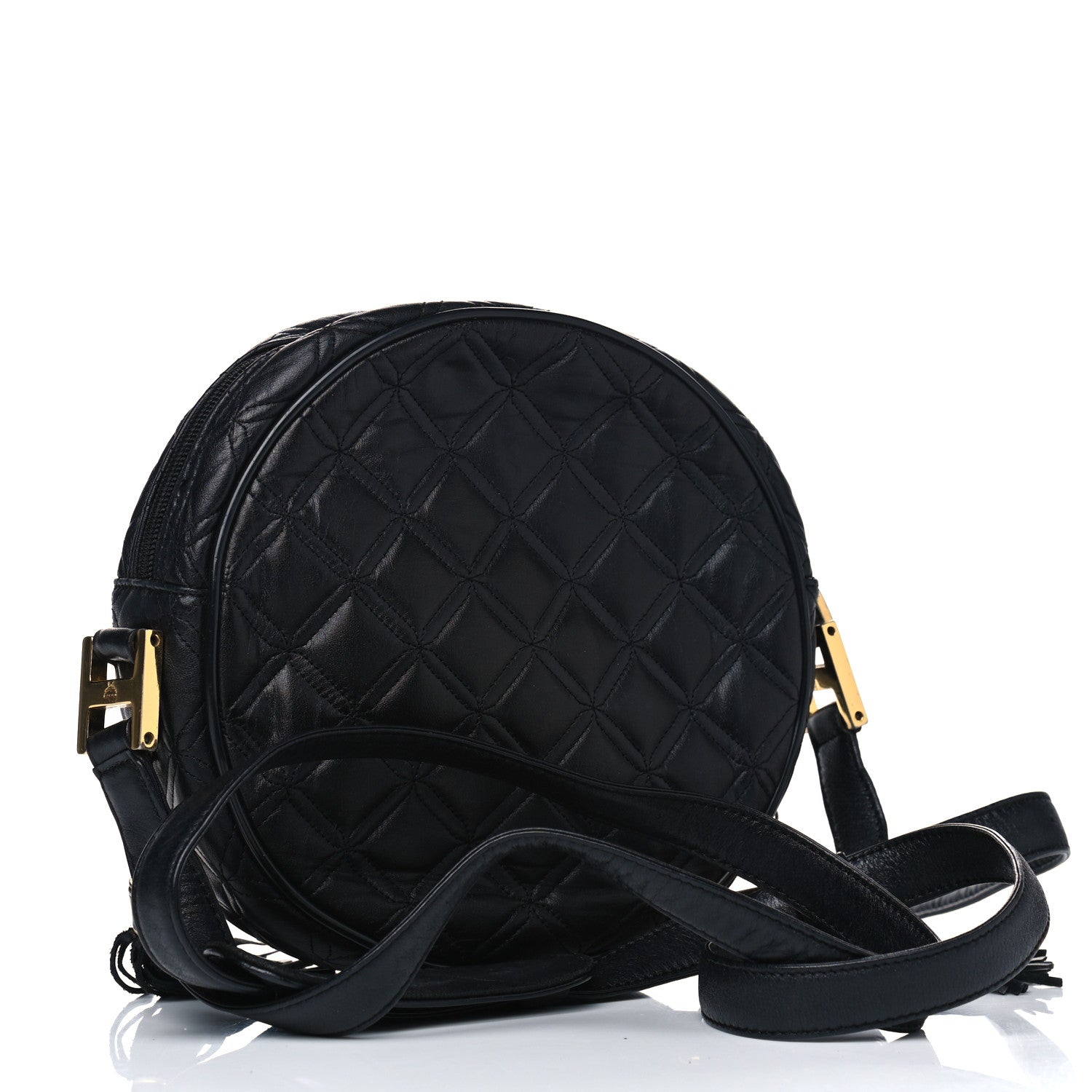 MCM Calfskin Quilted Studded Heritage Tambourine Black 2 of 6