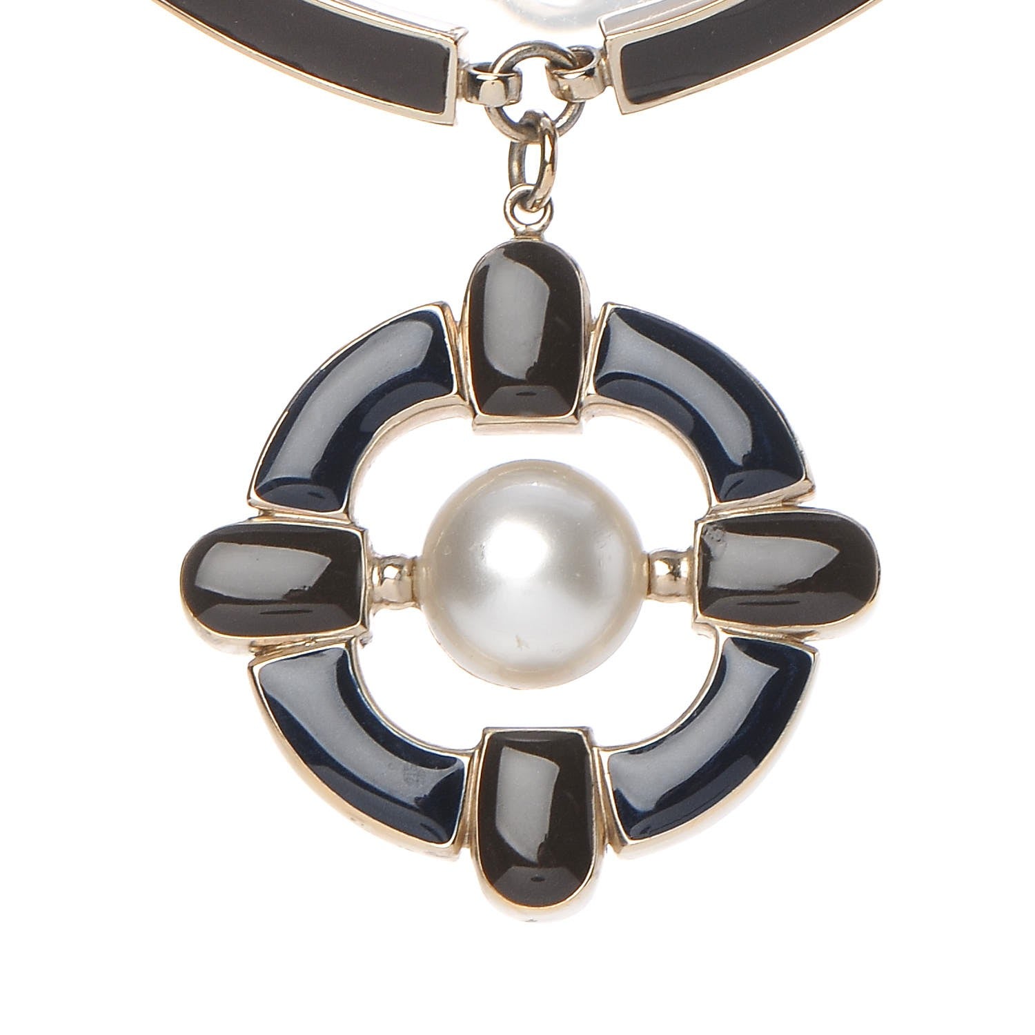 Chanel Gripoix Poured Glass Pearl Choker Necklace Gold 5 of 6