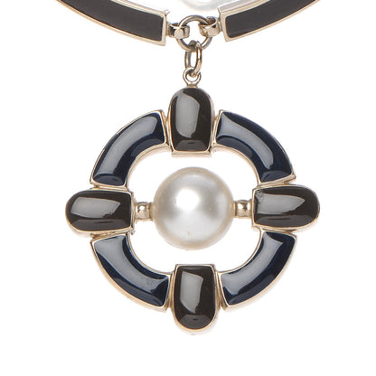 Chanel Gripoix Poured Glass Pearl Choker Necklace Gold 5 of 6
