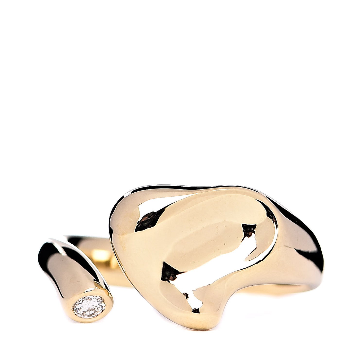18K Yellow Gold Diamond Elsa Peretti Full Heart Ring 54 6.75