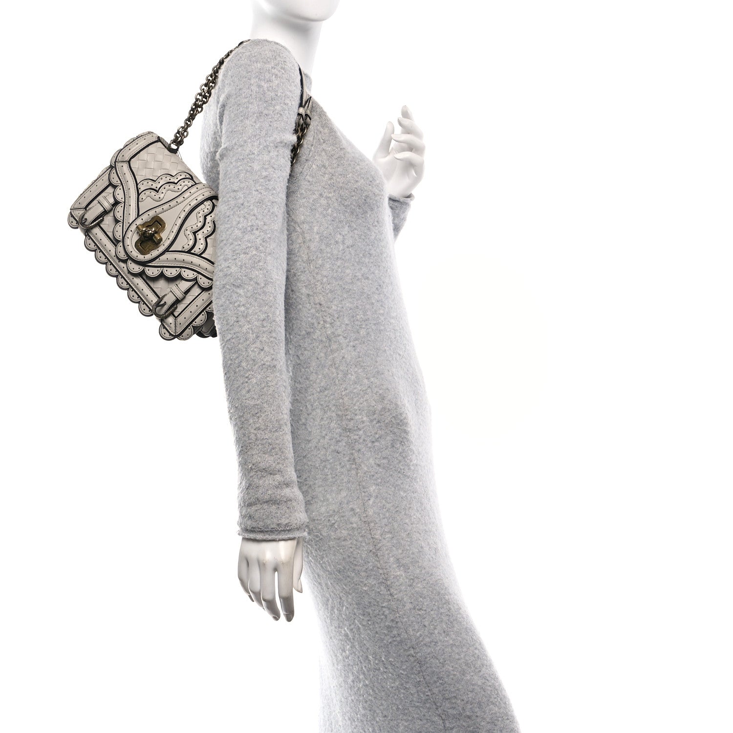 Bottega Veneta French Calfskin Intrecciato Wingtip City Knot Bag Light Grey 2 of 10