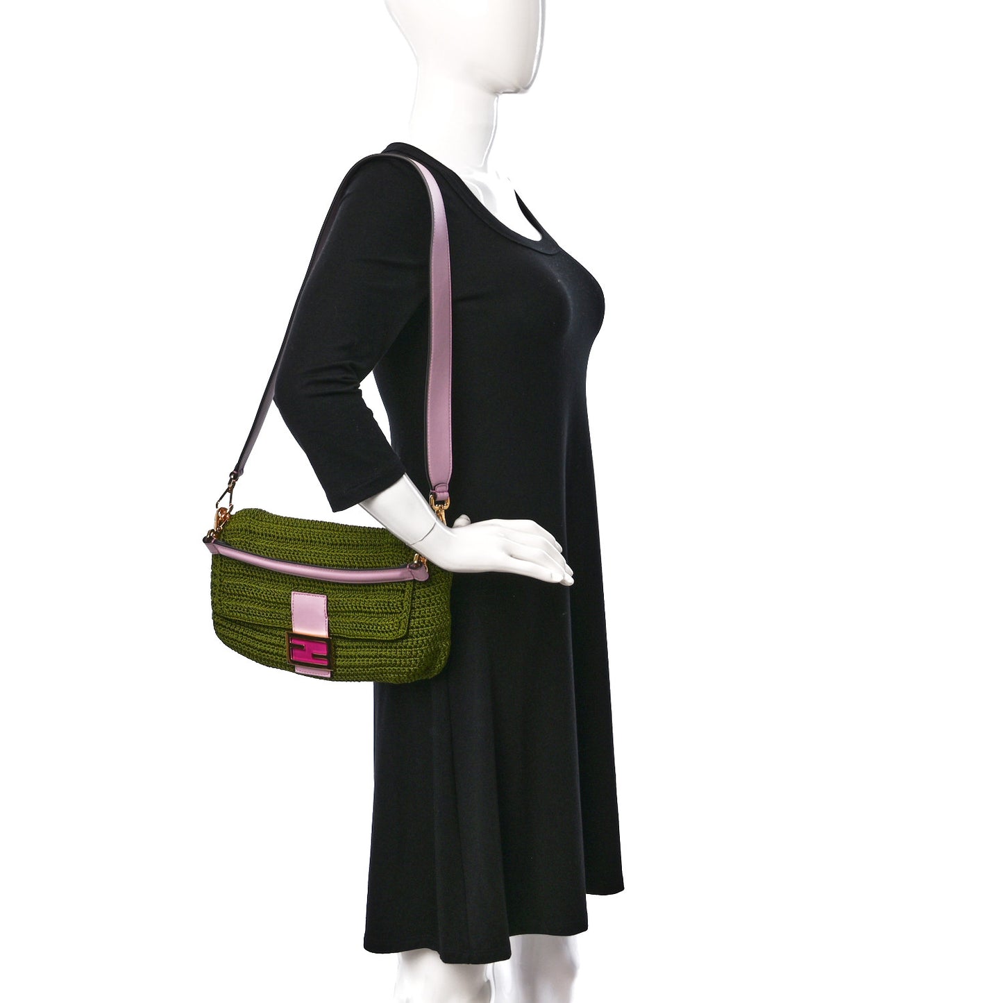 Fabric Crochet Vitello Grace Plexiglass Baguette Verde Lavanda