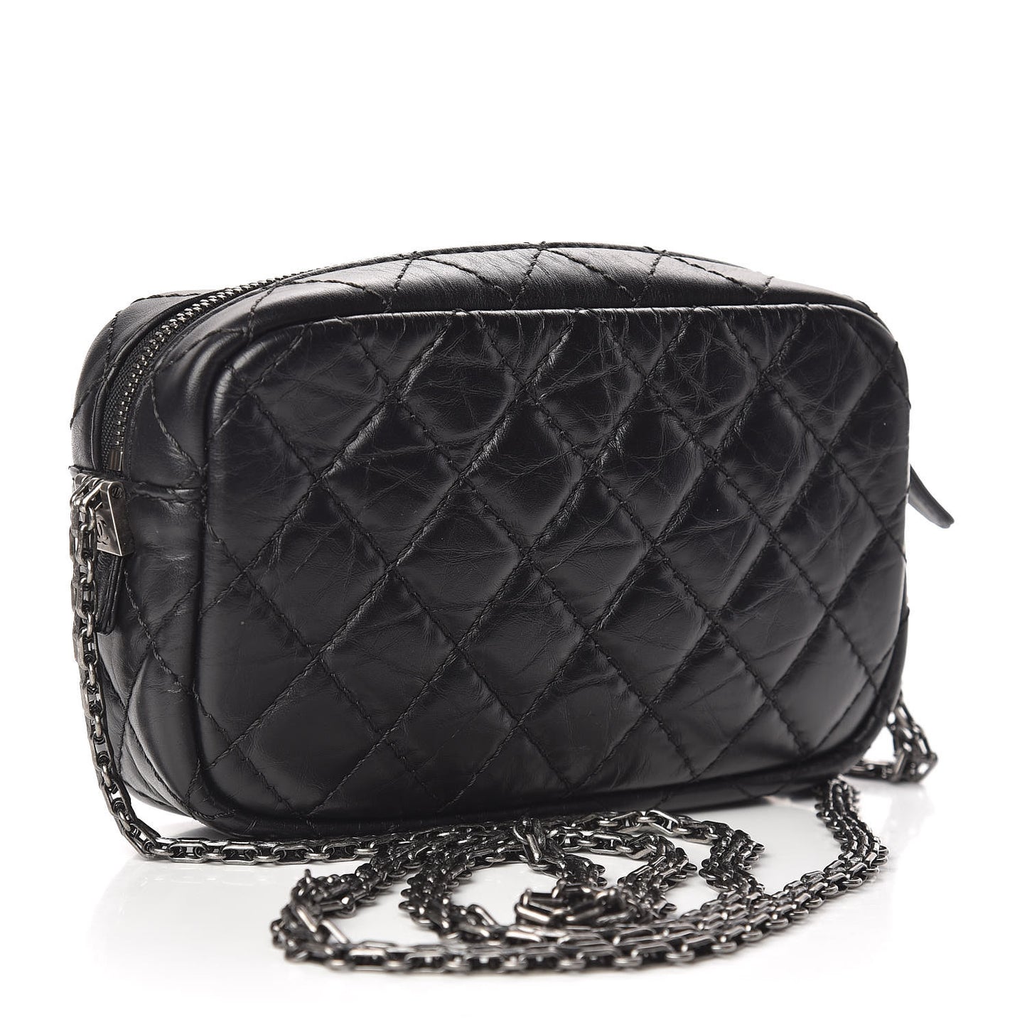 Aged Calfskin Quilted Mini Reissue Camera Case Black
