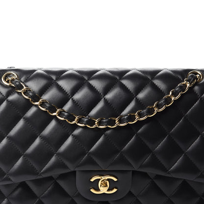 Chanel Lambskin Quilted Jumbo Double Flap Black 16 of 16