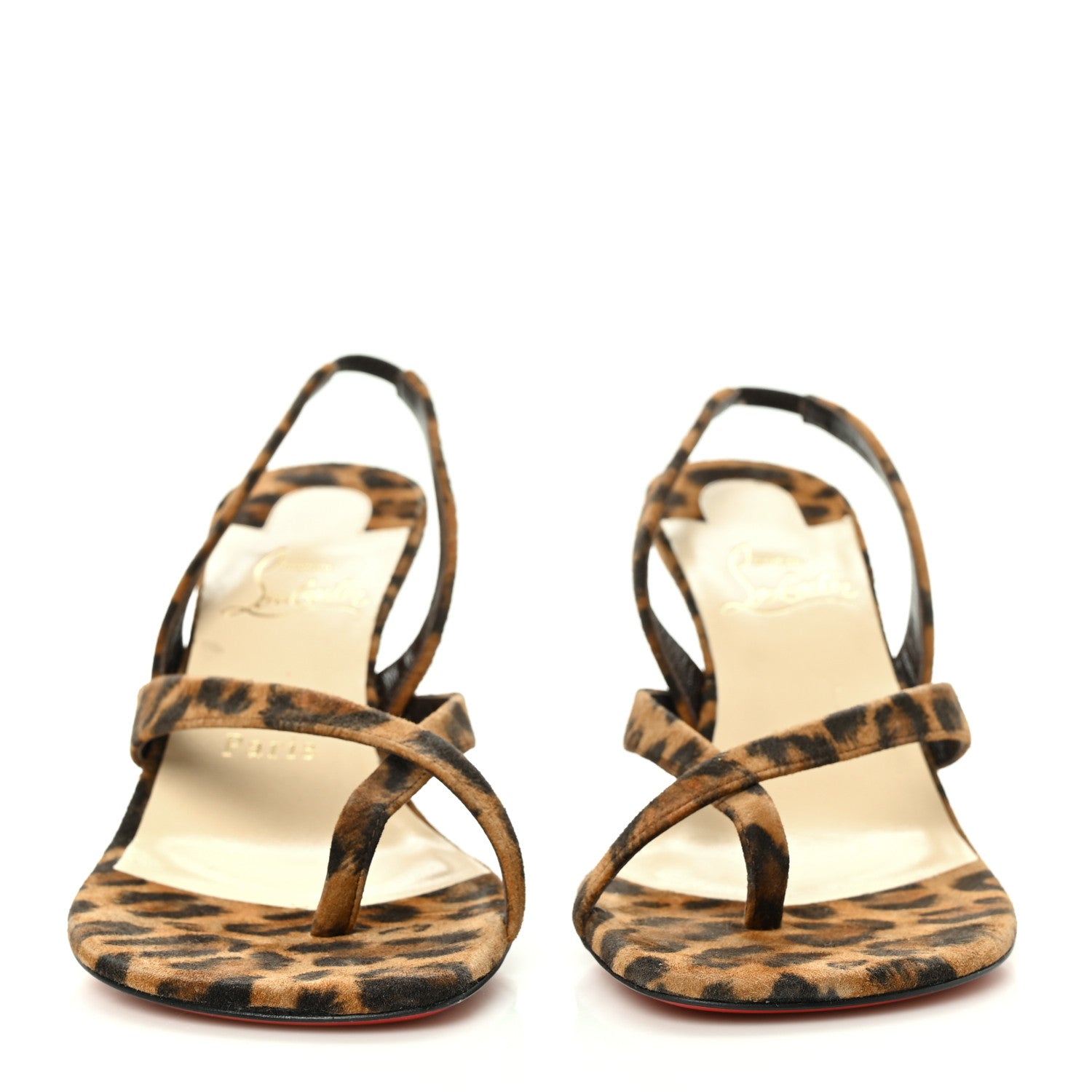 Christian Louboutin Veau Velours Taralita 85 Thong Sandals 37 Leo 2 of 7