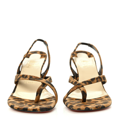 Christian Louboutin Veau Velours Taralita 85 Thong Sandals 37 Leo 2 of 7