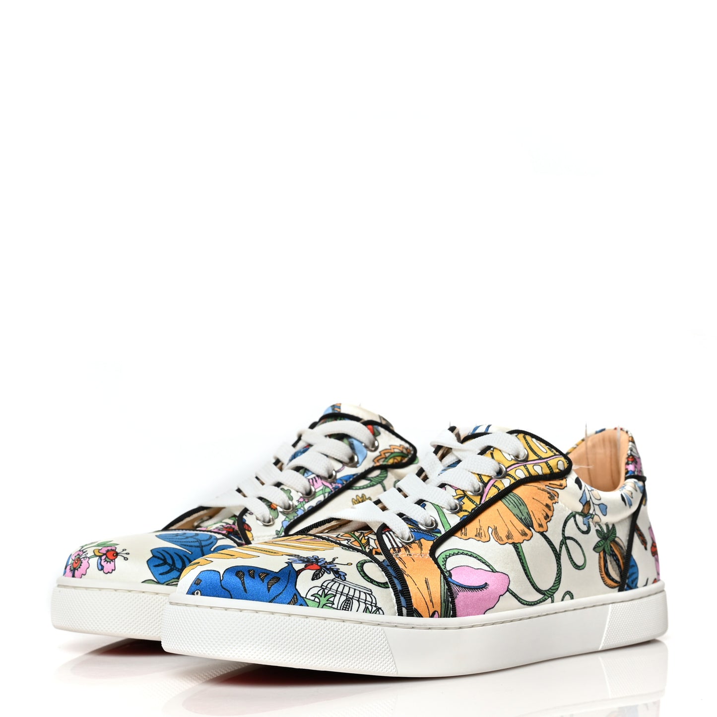 Calfskin Vieira Print Womens Orlato Flat Sneakers 40 White Multicolor