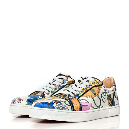 Christian Louboutin Calfskin Vieira Print Womens Orlato Flat Sneakers 40 White Multicolor 3 of 8