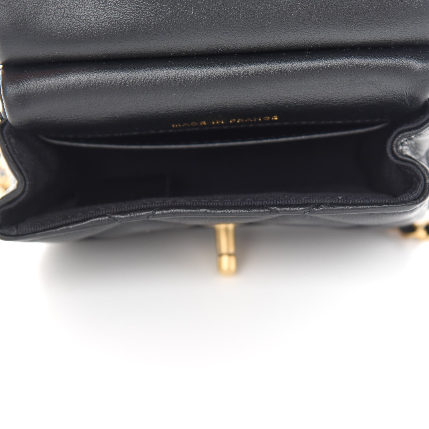 Chanel Calfskin Quilted Lady Handle Flap Card Holder With Chain Black 5 of 10