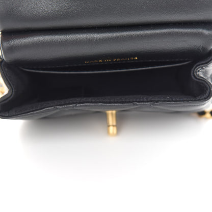 Chanel Calfskin Quilted Lady Handle Flap Card Holder With Chain Black 5 of 10