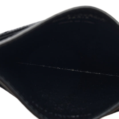 Saint Laurent Grain De Poudre Matelasse Chevron Monochrome Monogram Credit Card Case Black 4 of 5