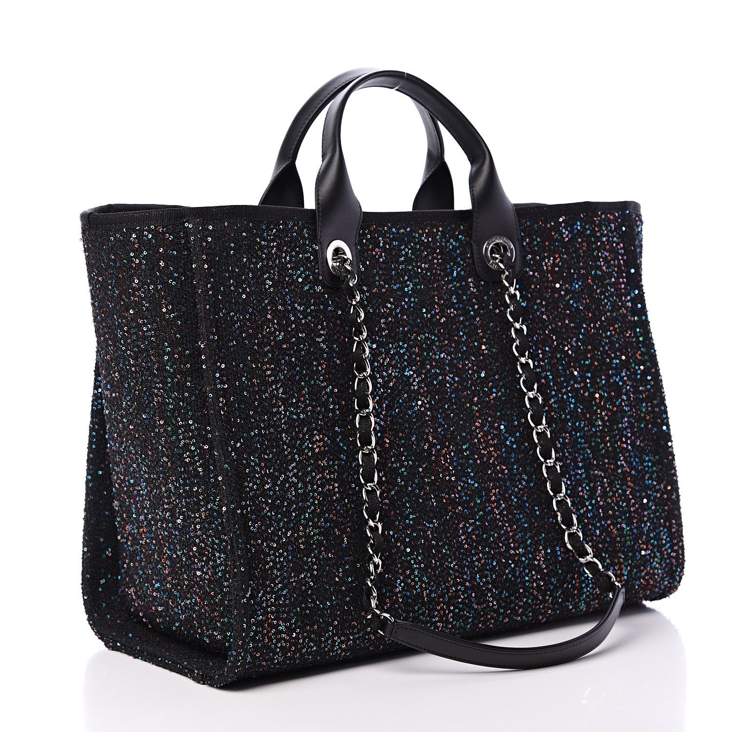 Chanel Viscose Sequins Medium Deauville Tote Black 2 of 9