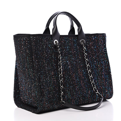 Chanel Viscose Sequins Medium Deauville Tote Black 2 of 9