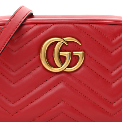 Gucci Calfskin Matelasse Small GG Marmont Chain Shoulder Bag Hibiscus Red 8 of 10