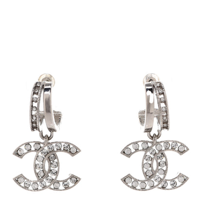 Chanel Crystal CC Drop Earrings Silver 1 of 5