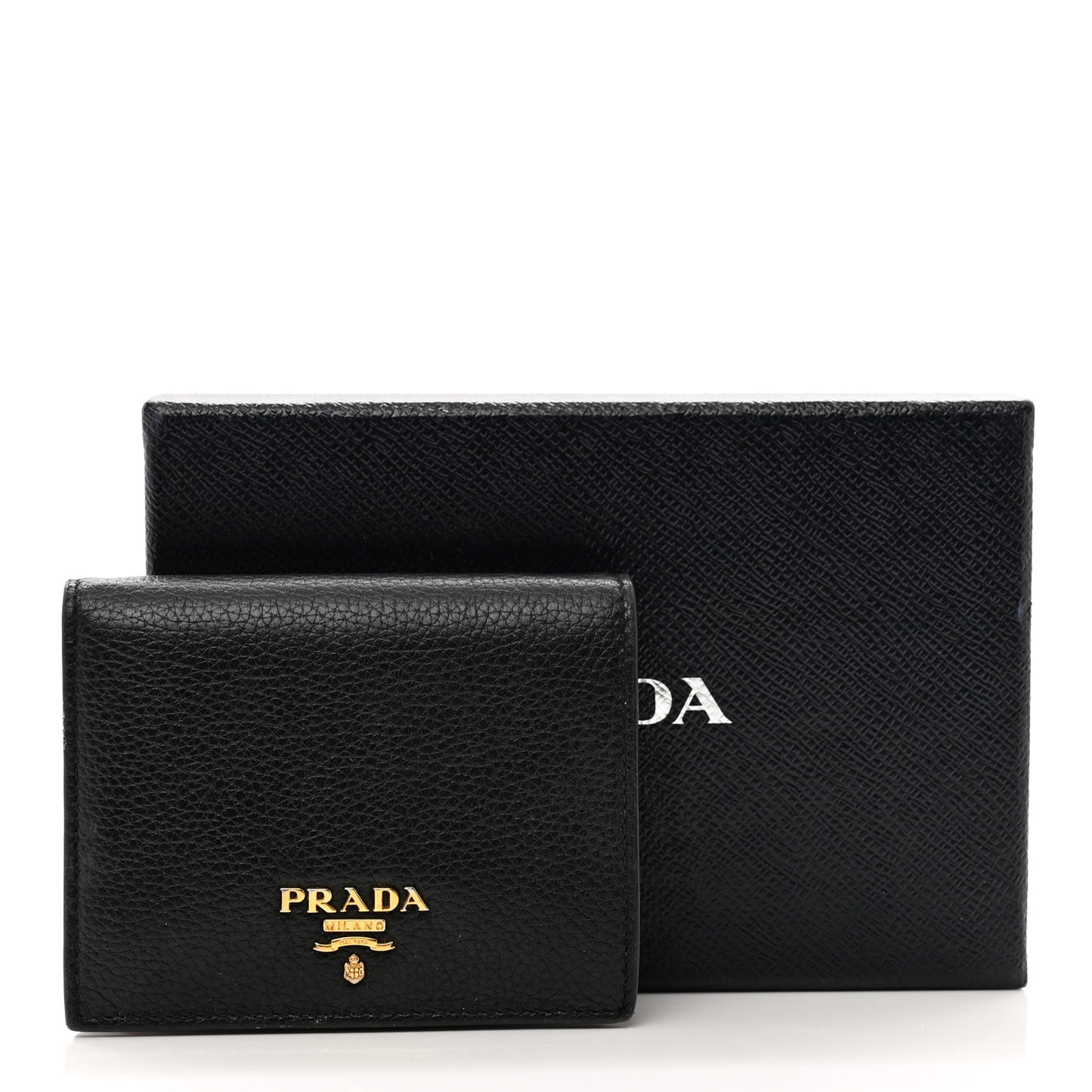 Vitello Daino Small Bi-Fold Walle Black Fuoco